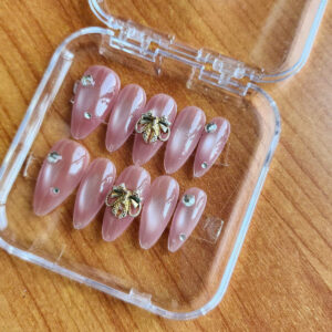 blue porcelain swan press on nails – 3d swan & floral nail set – handmade elegant fairycore nails