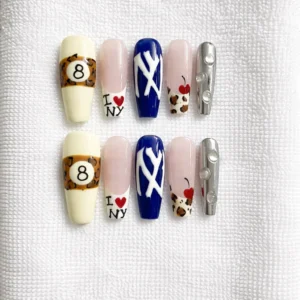 press on nails ny yankees & 8 ball design