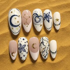 blue marble gold luxury nail set (copy)
