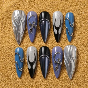Blue Chrome 3D Nail Art Set