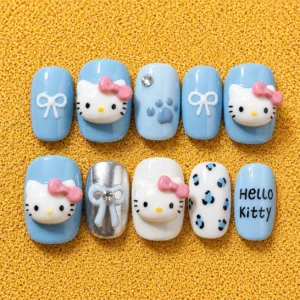 Blue Hello Kitty 3D Nail Set