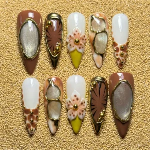 Caramel Chrome Floral 3D