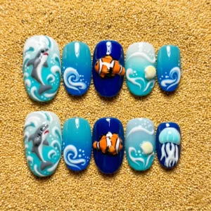 Ocean Cartoon 3D Marine Nail Set