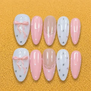 Pastel Star Bow Press On Nails