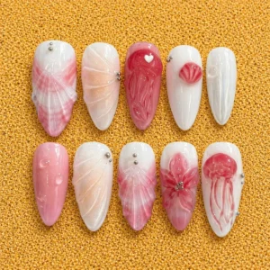 Pink Shell 3D Ocean Nail Set