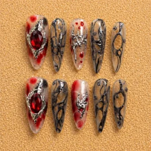 Red Gem Gothic 3D Nail Set