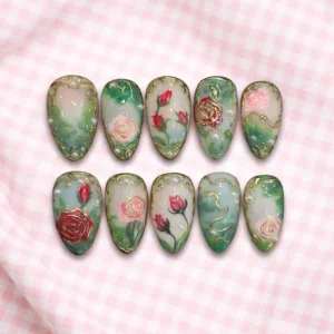 vintage floral art nail set