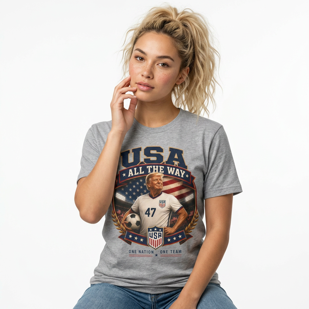 usa all the way soccer t shirt — one nation, one team usa all the way soccer t shirt — one nation, one team