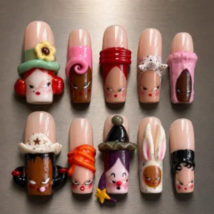 3D Kawaii Character Nails