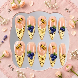 bee blueberry nails