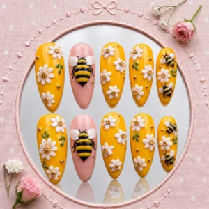 bee daisy nails