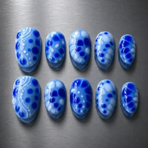 Blue Aura Bubble Nails