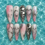 Celestial Blush Chrome Nails
