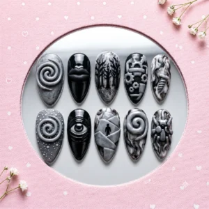 dark surreal nails