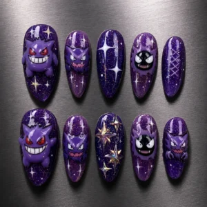 Gengar Galaxy Nails