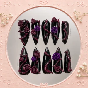 gothic rose thorn nails
