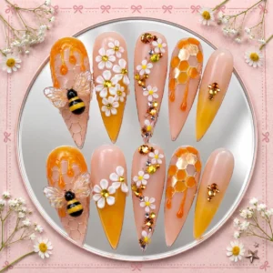 honey daisy bee nails