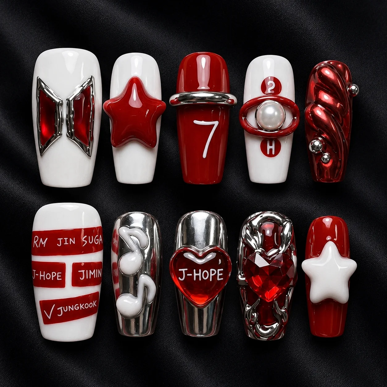 Kpop Chrome Heart Nails Kpop Chrome Heart Nails