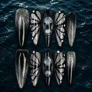 Midnight Butterfly Nails