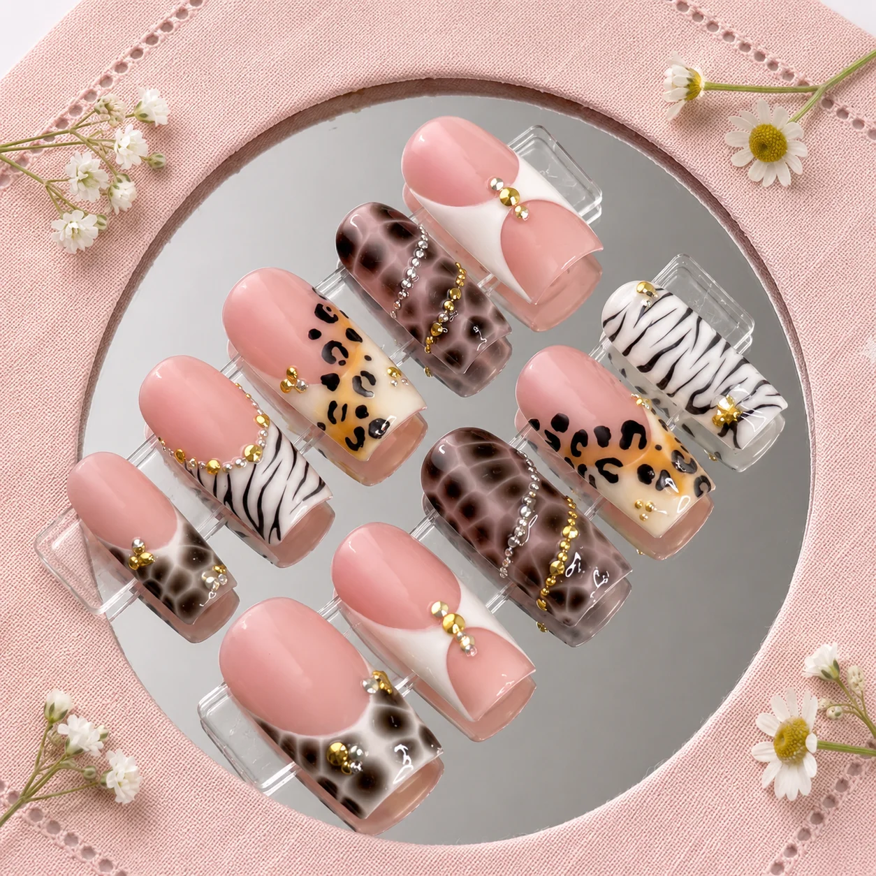 pink safari glam nails pink safari glam nails