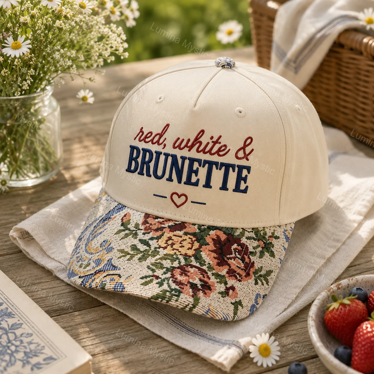 red white and brunette patriotic cap red white and brunette patriotic cap
