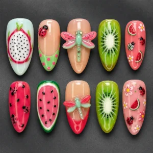 Tropical Fruit Garden Nails