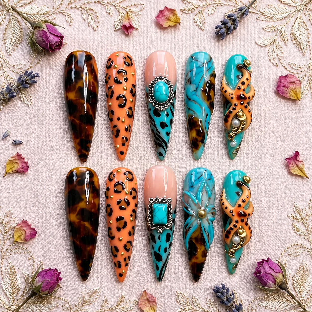 turquoise leopard nails turquoise leopard nails