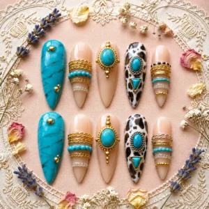 turquoise western nails