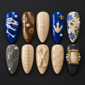 Vintage Fossil Charm Nails