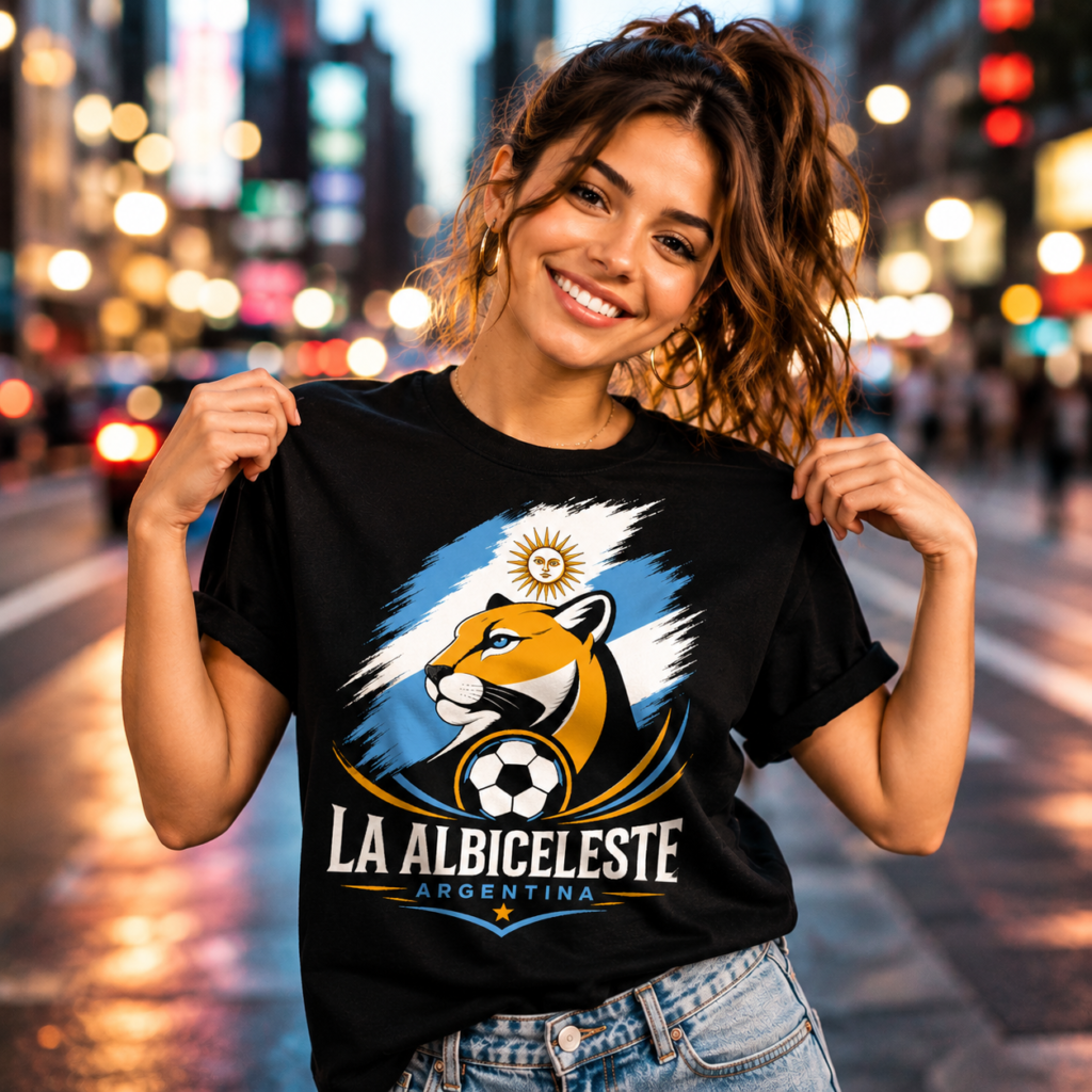 la albiceleste argentina soccer tee — lion crest football shirt