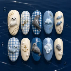 arctic seal life press on nails
