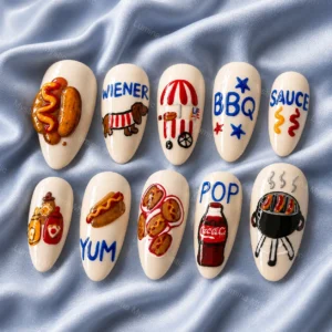 bbq fun themed press ons