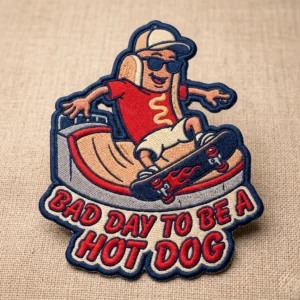 bad day hot dog skater patch