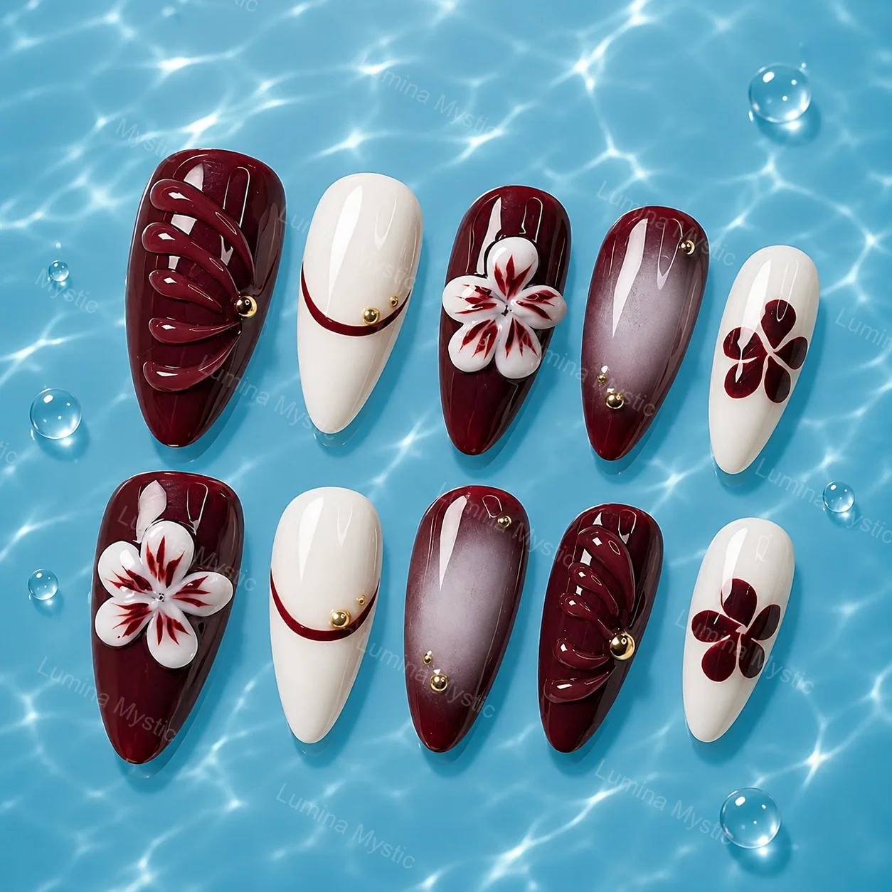 burgundy blossom nails burgundy blossom nails