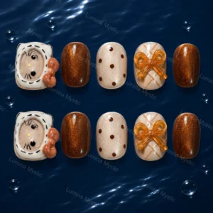caramel kitty nails