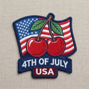 cherry 4th july american flag patch
