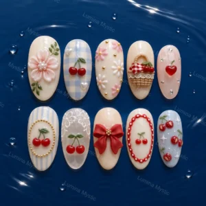 cherry picnic garden nails