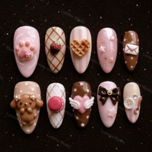 cozy cafe 3d chocolate nails