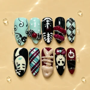 dark punk charm nails