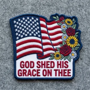 god shed his grace flag floral patch