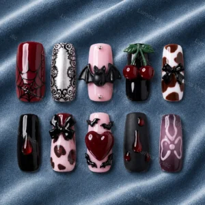 goth chic coffin press ons