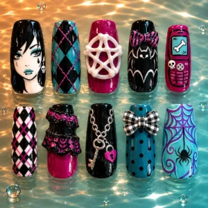 goth grunge lolita press on nails
