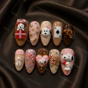 holiday puppy 3d festive nails