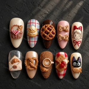 kiki inspired bakery 3d nails