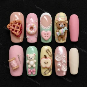 pastel sweets 3d charm nails