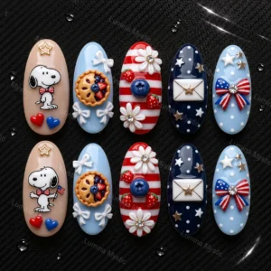 patriotic snoopy picnic nails