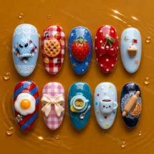 retro picnic brunch nails