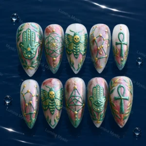 sacred geometry mystic press on nails