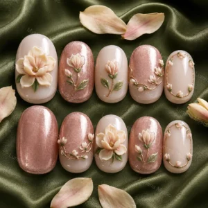 usa cherry bow aesthetic nails