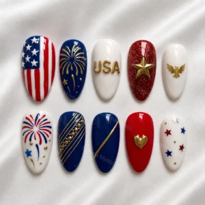 usa patriotic star press ons